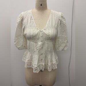 Jennifer & Grace - Elegant Cream Lace Blouse - Medium